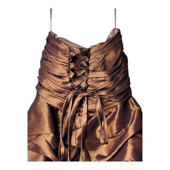 Aspeed Spaghetti Strap Cocktail Dress with Sequin Bead Embellishments Brown XL - Picture 14 of 16